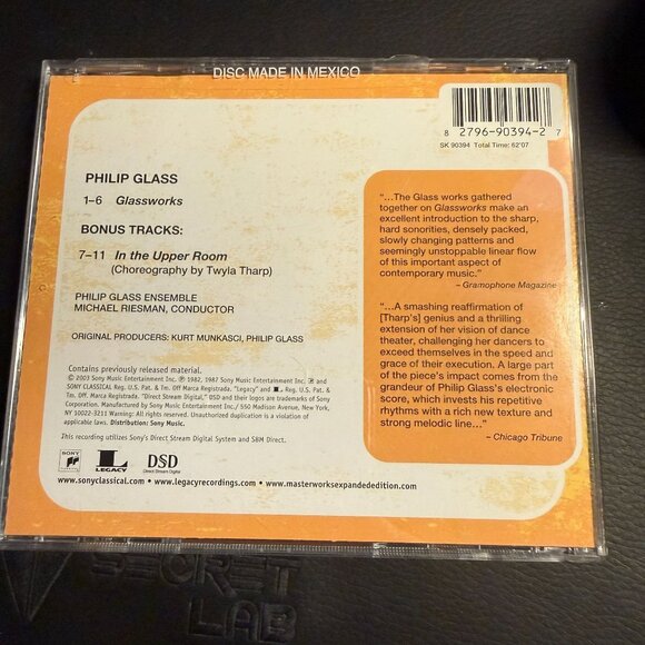 Philip Glass "Glassworks" CD With Bonus Tracks TESTED - Picture 2 of 2